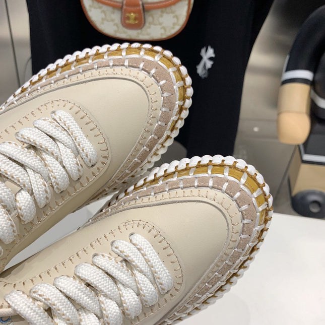 NAMA SNEAKER 5 CM IN BISQUE BEIGE CALFSKIN