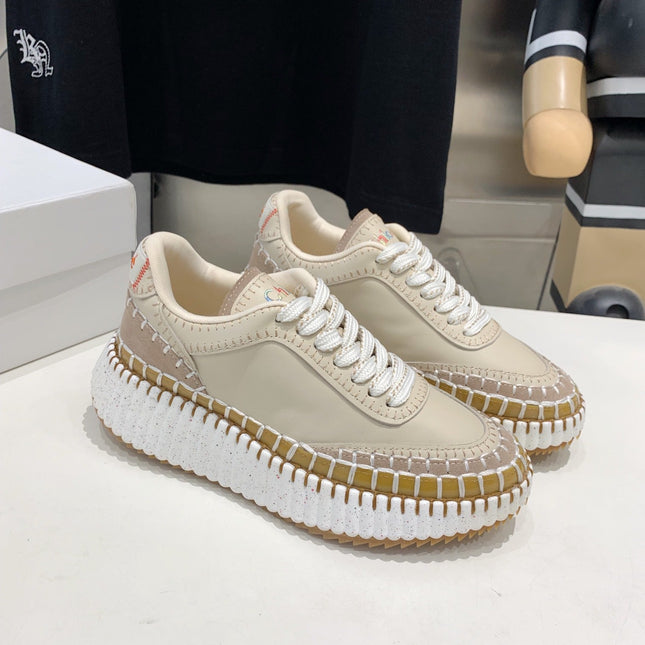 NAMA SNEAKER 5 CM IN BISQUE BEIGE CALFSKIN