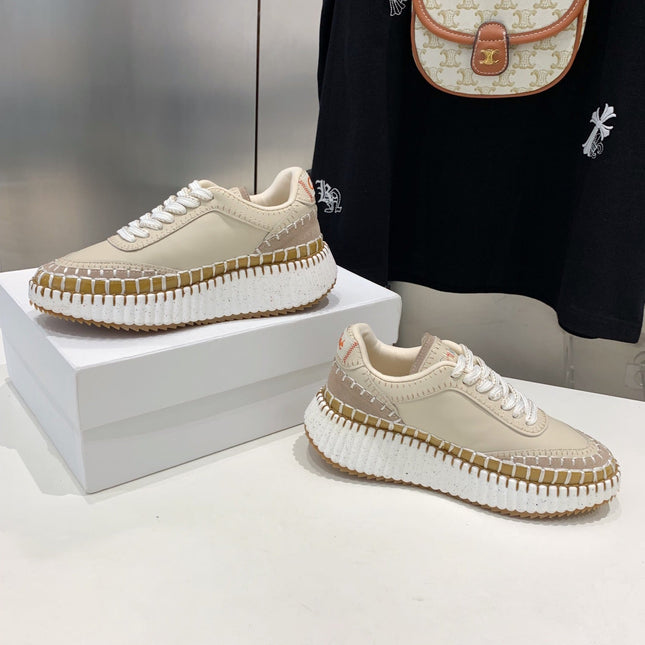 NAMA SNEAKER 5 CM IN BISQUE BEIGE CALFSKIN