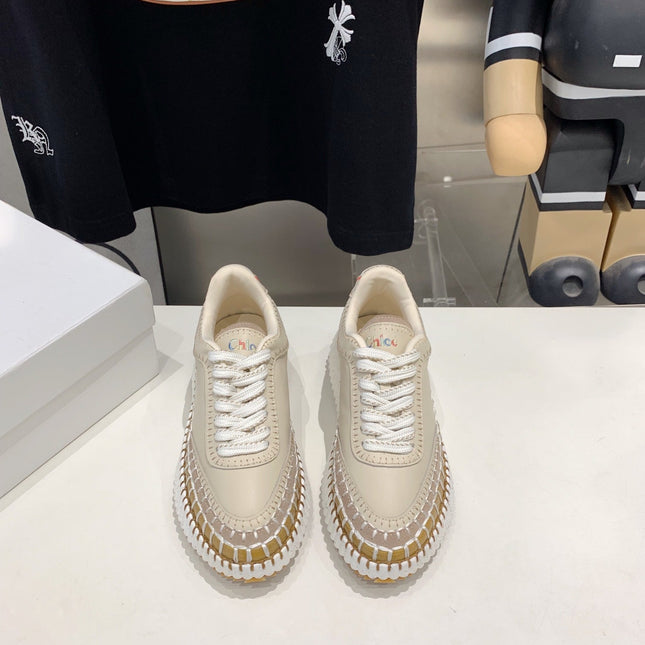 NAMA SNEAKER 5 CM IN BISQUE BEIGE CALFSKIN