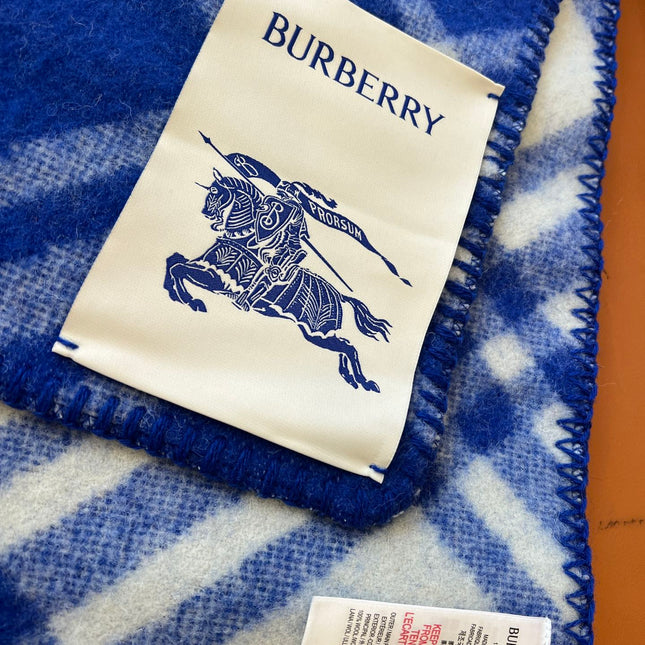 CHECK WOOL 182 CM SCARF COBALT BLUE 405043