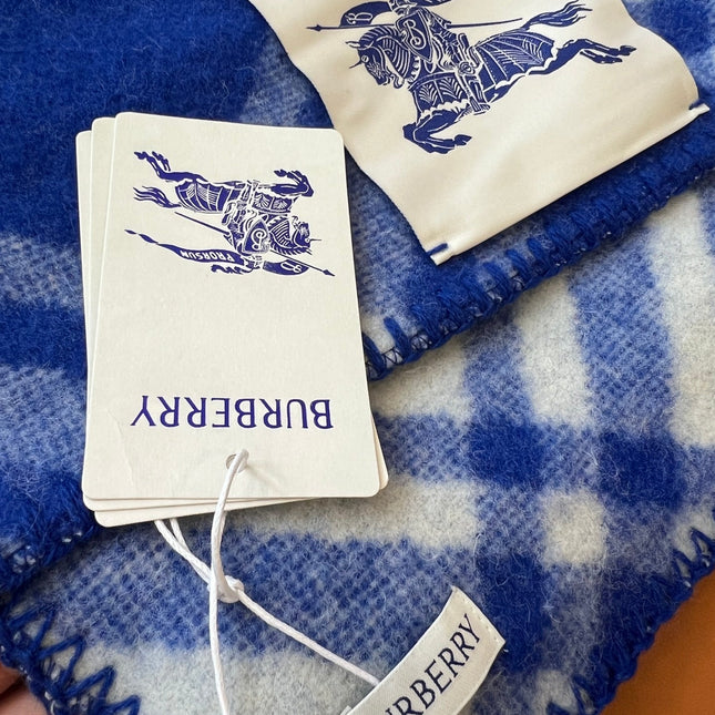 CHECK WOOL 182 CM SCARF COBALT BLUE 405043