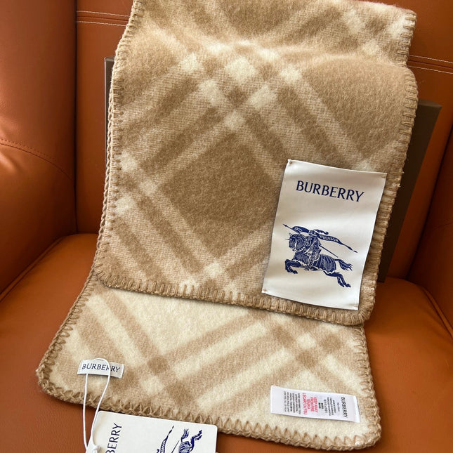 CHECK WOOL 182 CM SCARF CAMEL BROWN 405051
