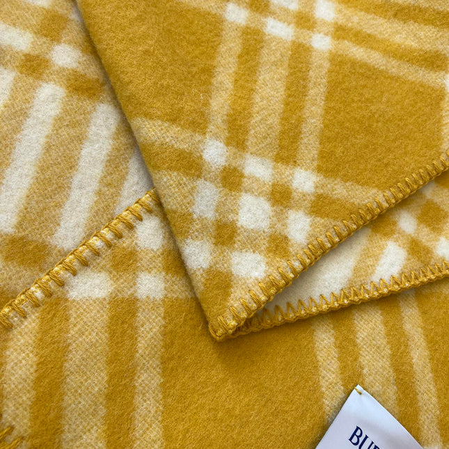 CHECK WOOL 182 CM SCARF AMBER YELLOW 405053