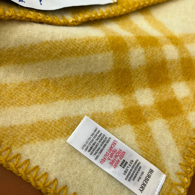 CHECK WOOL 182 CM SCARF AMBER YELLOW 405053