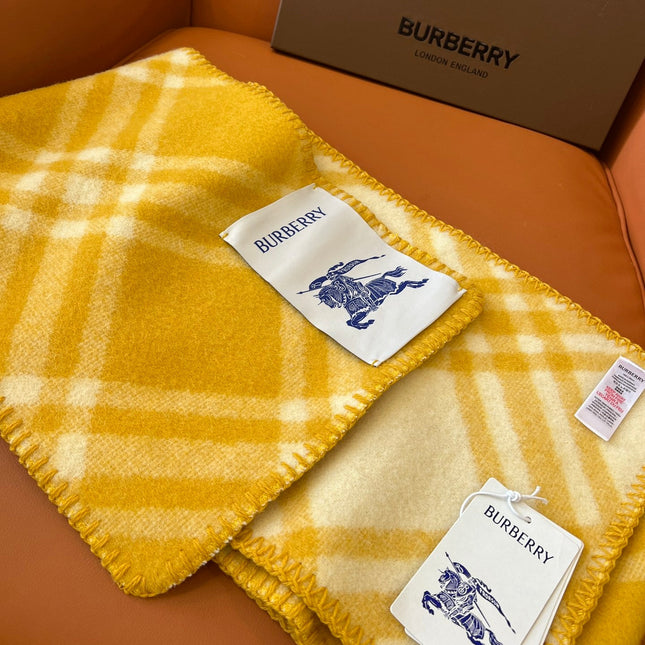 CHECK WOOL 182 CM SCARF AMBER YELLOW 405053