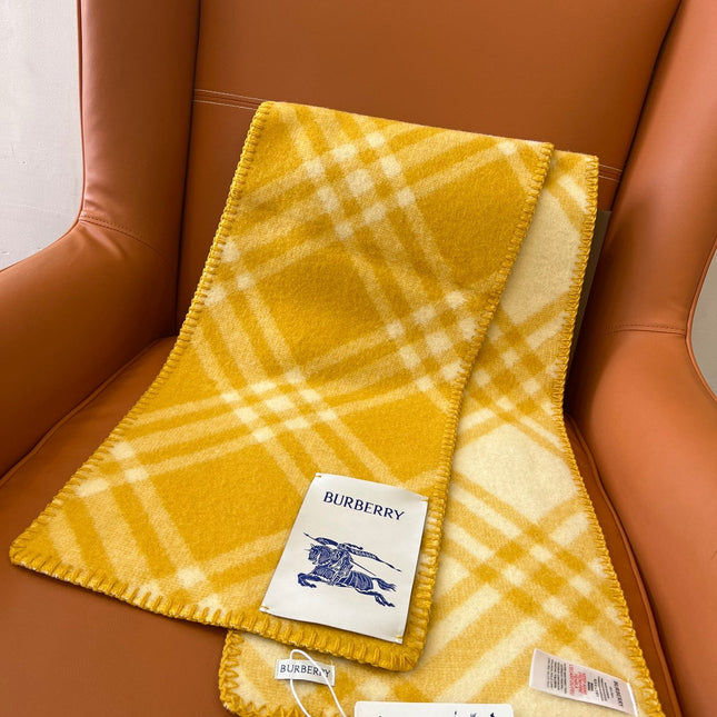 CHECK WOOL 182 CM SCARF AMBER YELLOW 405053