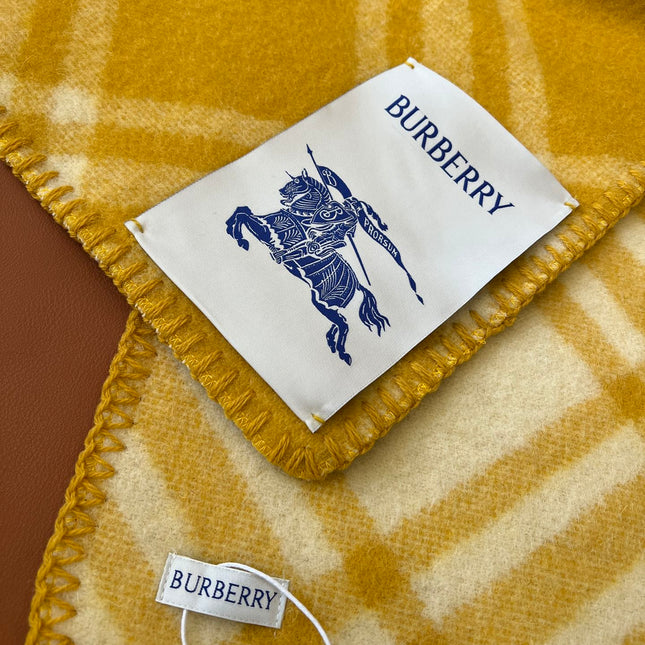 CHECK WOOL 182 CM SCARF AMBER YELLOW 405053