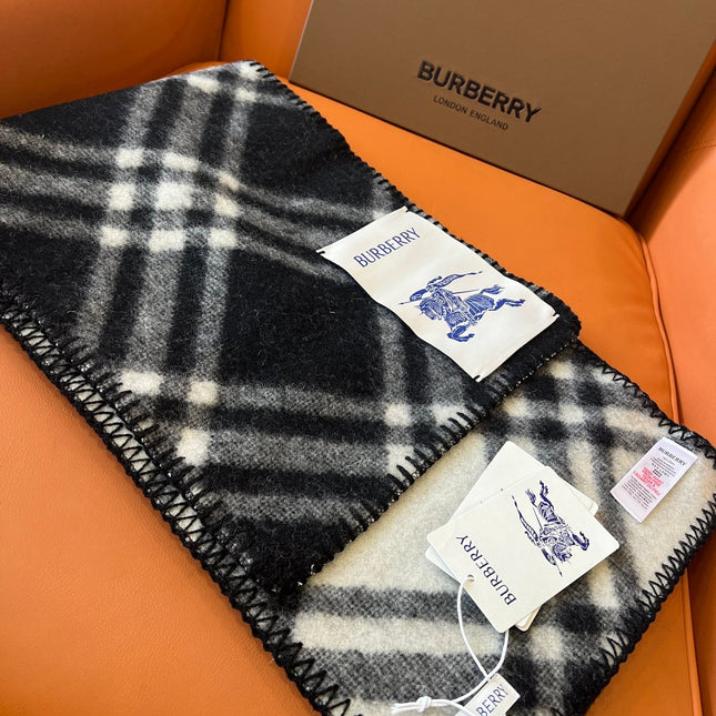 CHECK WOOL 182 CM SCARF BLACK 405055