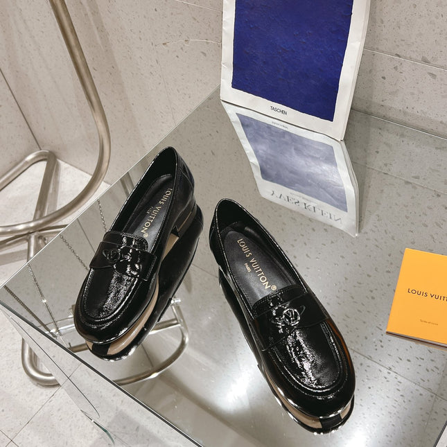 SOHO FLAT LOAFER IN BLACK GLOSSY CALFSKIN