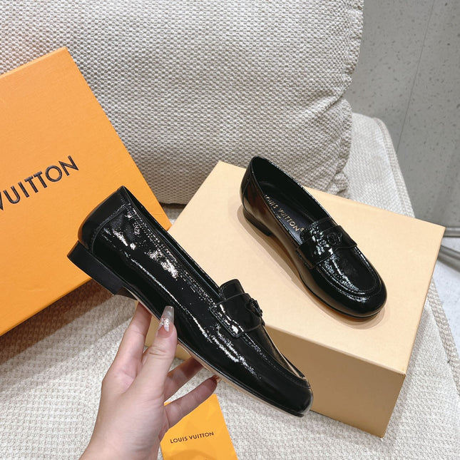 SOHO FLAT LOAFER IN BLACK GLOSSY CALFSKIN