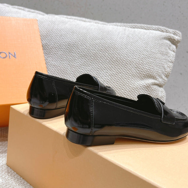 SOHO FLAT LOAFER IN BLACK GLOSSY CALFSKIN