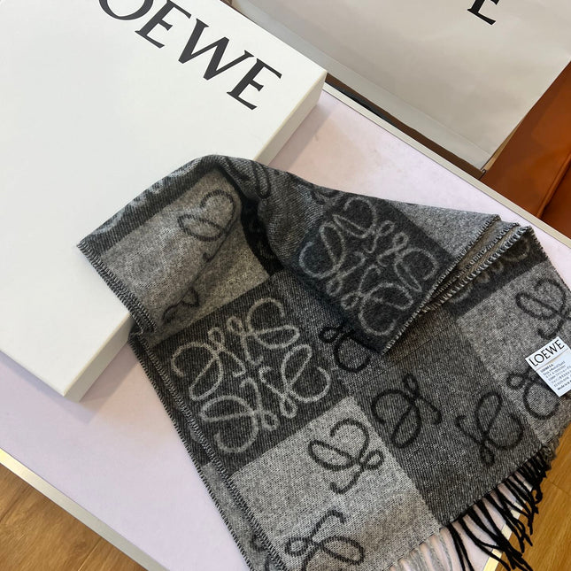 SCARF 180 CM IN BLACK MIX WHITE WOOL AND CASHMERE 410097