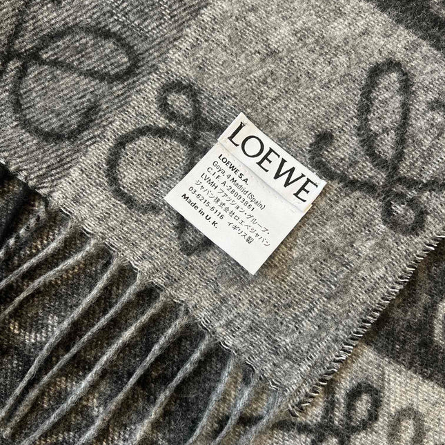SCARF 180 CM IN BLACK MIX WHITE WOOL AND CASHMERE 410097