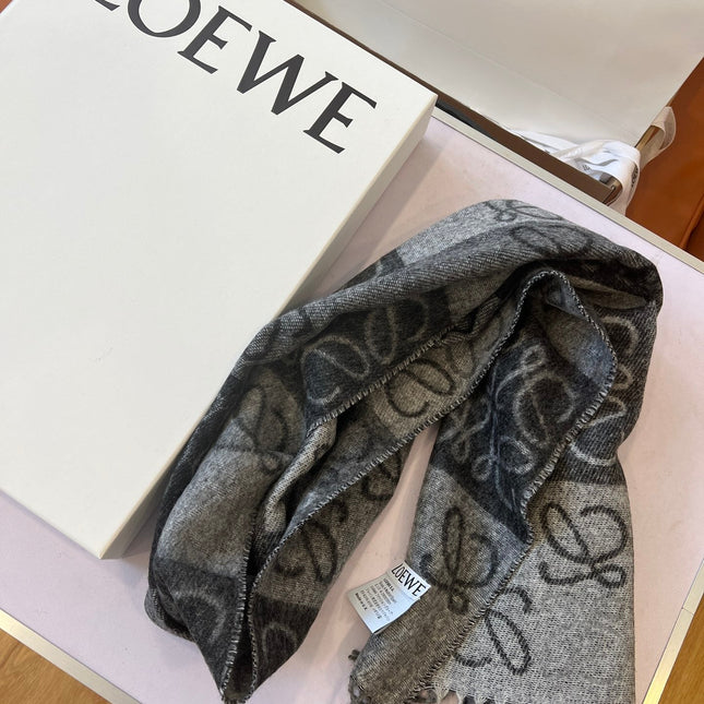SCARF 180 CM IN BLACK MIX WHITE WOOL AND CASHMERE 410097