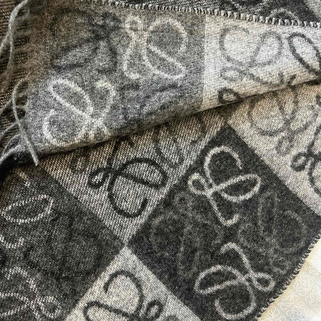 SCARF 180 CM IN BLACK MIX WHITE WOOL AND CASHMERE 410097