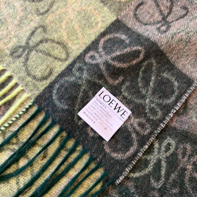 SCARF 180 CM IN BOTTLE GREEN MIX KHAKI WOOL AND CASHMERE 410100