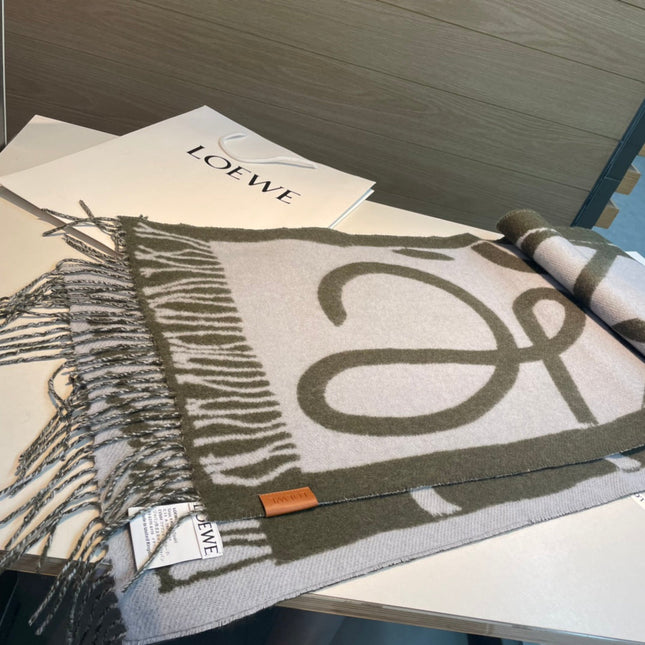 SCARF 180 CM IN ARMY GREEN MIX WHITE WOOL AND CASHMERE 415268