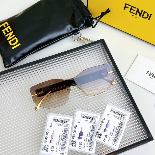 SQUARED RIMLESS VISOR SUNGLASSES FE40066U IN ACETATE AND METAL