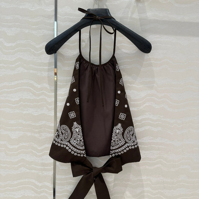 MIUMIU EARTH BROWN STRAPPY BACK TOP