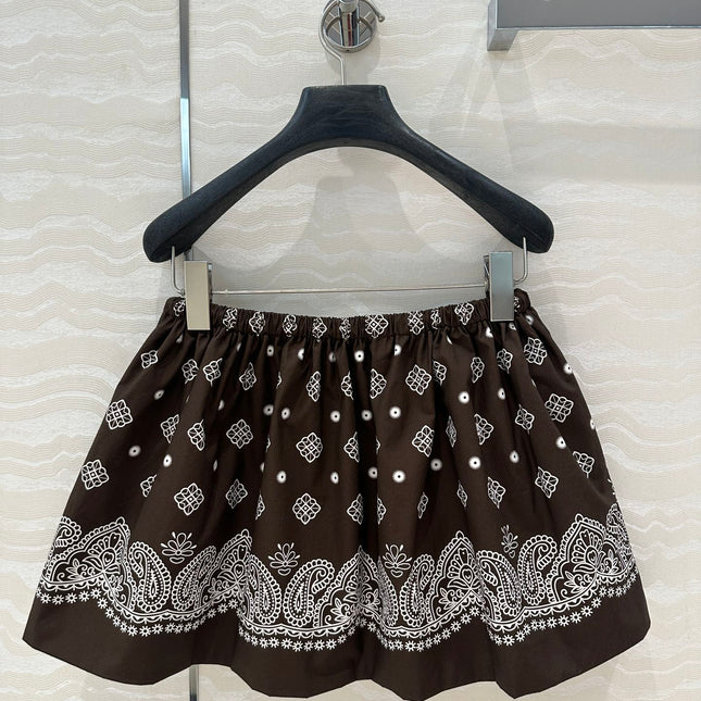 MIUMIU EARTH BROWN PLEATED MIDI SKIRT
