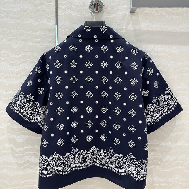 MIUMIU MIDNIGHT BLUE SHORT-SLEEVE SHIRT 261480