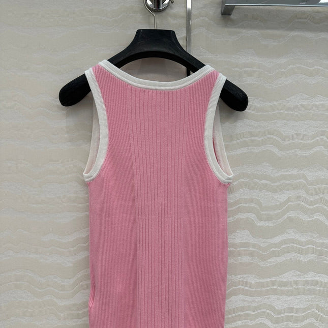 CC Knitted Vest Pink Cotton