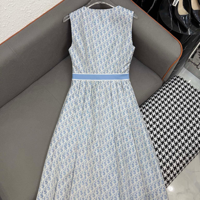 DIO SLEEVELESS V NECK DRESS 25 IN JACQUARD 266684