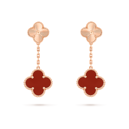 CLOVER EARRINGS GOLD AND CARNELIAN