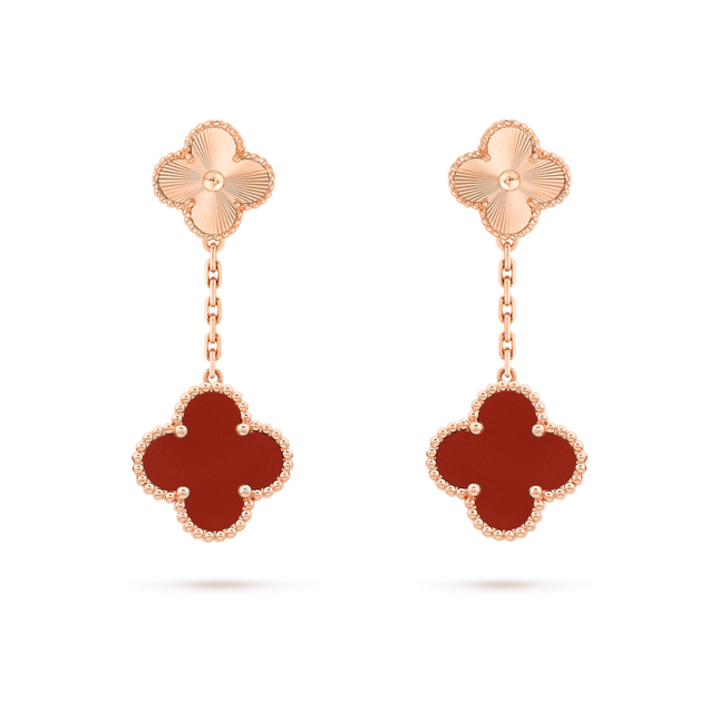 CLOVER EARRINGS GOLD AND CARNELIAN