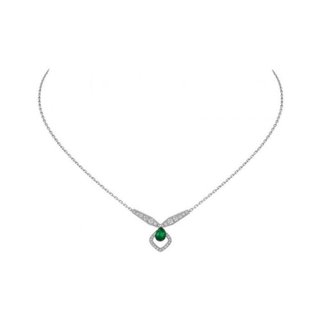 JOSEPHINE MALACHITE SILVER DIAMOND NECKLACE