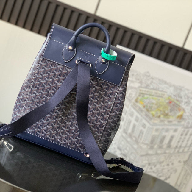 ALPIN MM BACKPACK 39 NAVY BLUE CANVAS CLAMECY CALFSKIN