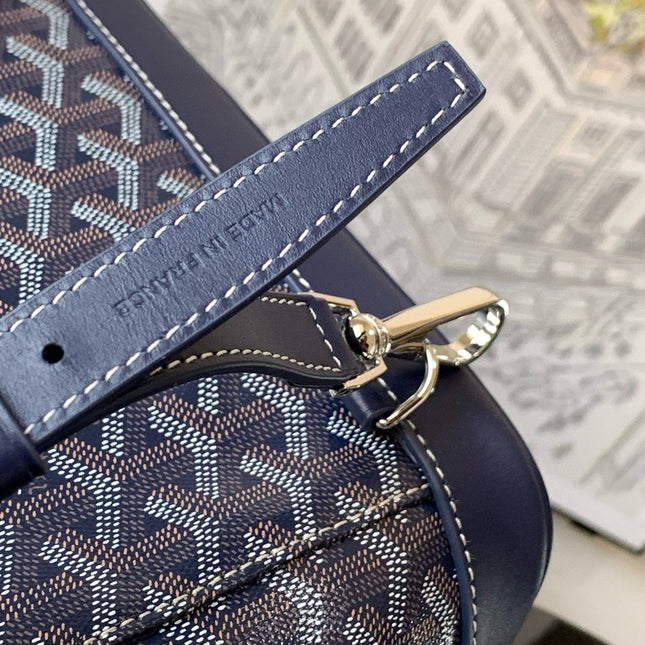 ALPIN MM BACKPACK 39 NAVY BLUE CANVAS CLAMECY CALFSKIN