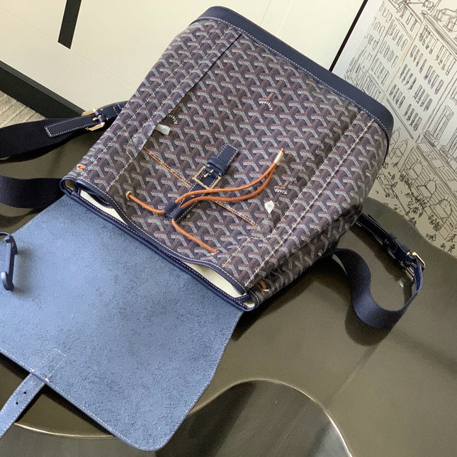 ALPIN MM BACKPACK 39 NAVY BLUE CANVAS CLAMECY CALFSKIN