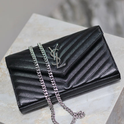 WOC 23 IN BLACK CAVIAR LAMBSKIN SILVER HARDWARE