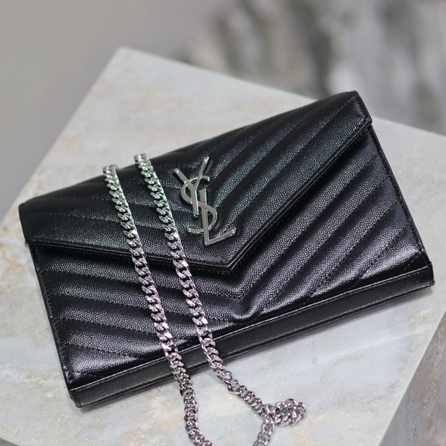 WOC 23 IN BLACK CAVIAR LAMBSKIN SILVER HARDWARE