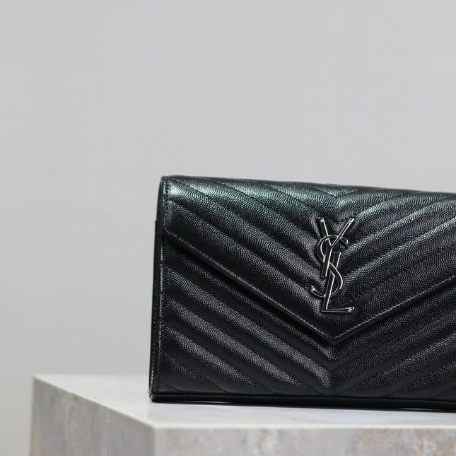WOC 23 IN BLACK CAVIAR LAMBSKIN SILVER HARDWARE