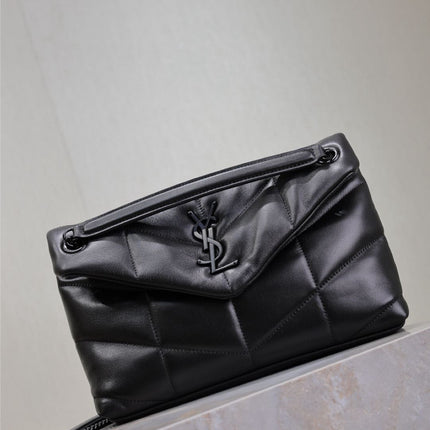 LOULOU PUFFER MEDIUM 29 IN ALL BLACK SHEEPSKIN BLACK HARDWARE