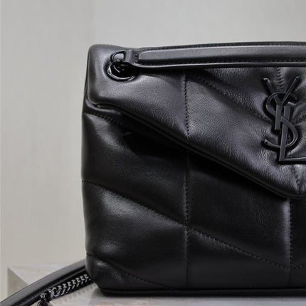 LOULOU PUFFER MEDIUM 29 IN ALL BLACK SHEEPSKIN BLACK HARDWARE