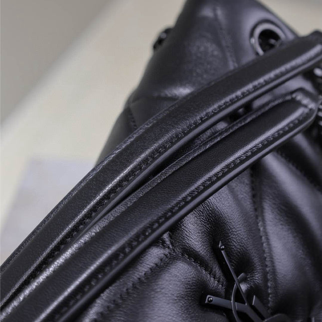 LOULOU PUFFER MEDIUM 29 IN ALL BLACK SHEEPSKIN BLACK HARDWARE