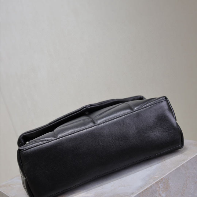 LOULOU PUFFER MEDIUM 29 IN ALL BLACK SHEEPSKIN BLACK HARDWARE