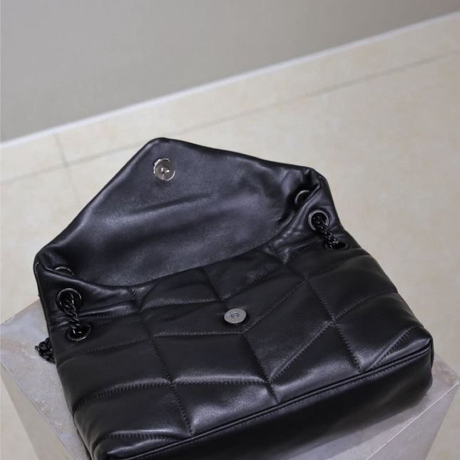 LOULOU PUFFER MEDIUM 29 IN ALL BLACK SHEEPSKIN BLACK HARDWARE