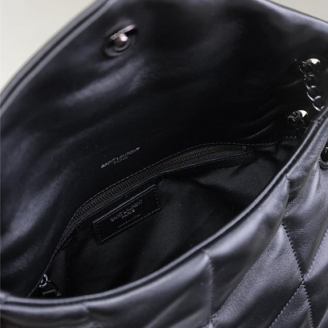 LOULOU PUFFER MEDIUM 29 IN ALL BLACK SHEEPSKIN BLACK HARDWARE