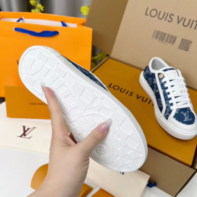 LV LAGOON SNEAKER IN DENIM BLUE MONOGRAM