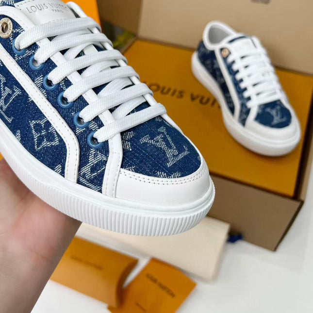 LV LAGOON SNEAKER IN DENIM BLUE MONOGRAM