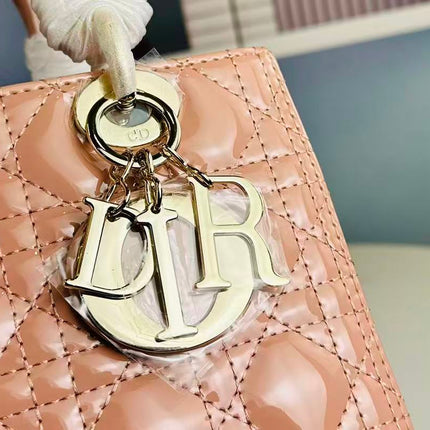 LADY BAG 24 BEIGE PATENT CALFSKIN GOLD HARDWARE