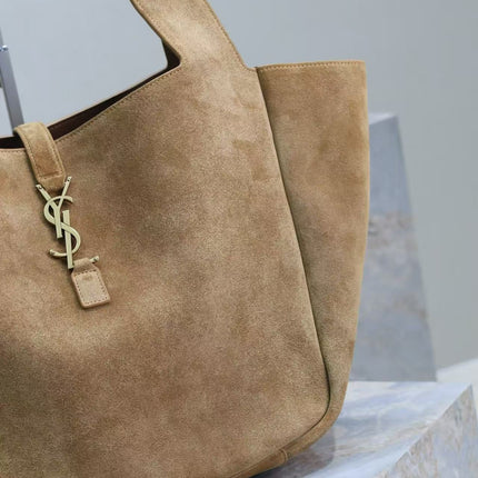 TOTE BAG 50 IN BROWN SUEDE GOLD HARDWARE