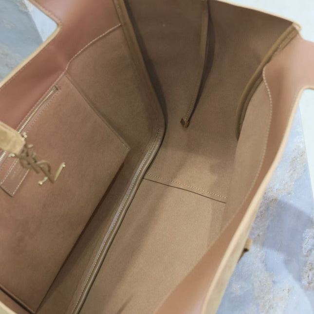 TOTE BAG 50 IN BROWN SUEDE GOLD HARDWARE