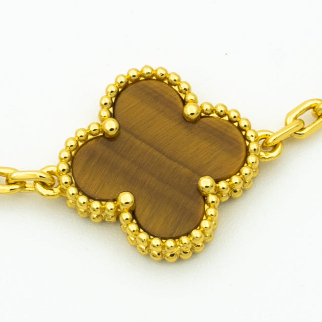 CLOVER BRACELET 5 MOTIFS TIGER EYE