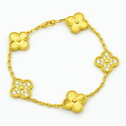CLOVER BRACELET 5 MOTIFS GOLD DIAMOND